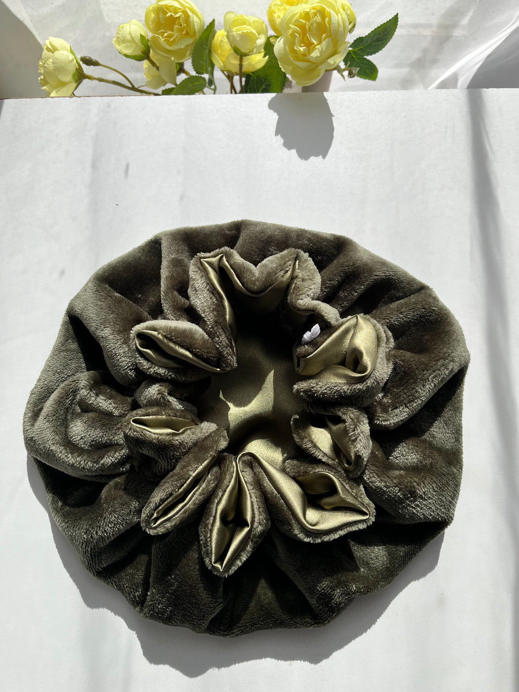 Satin lined,  Warm fleece hair Bonnets