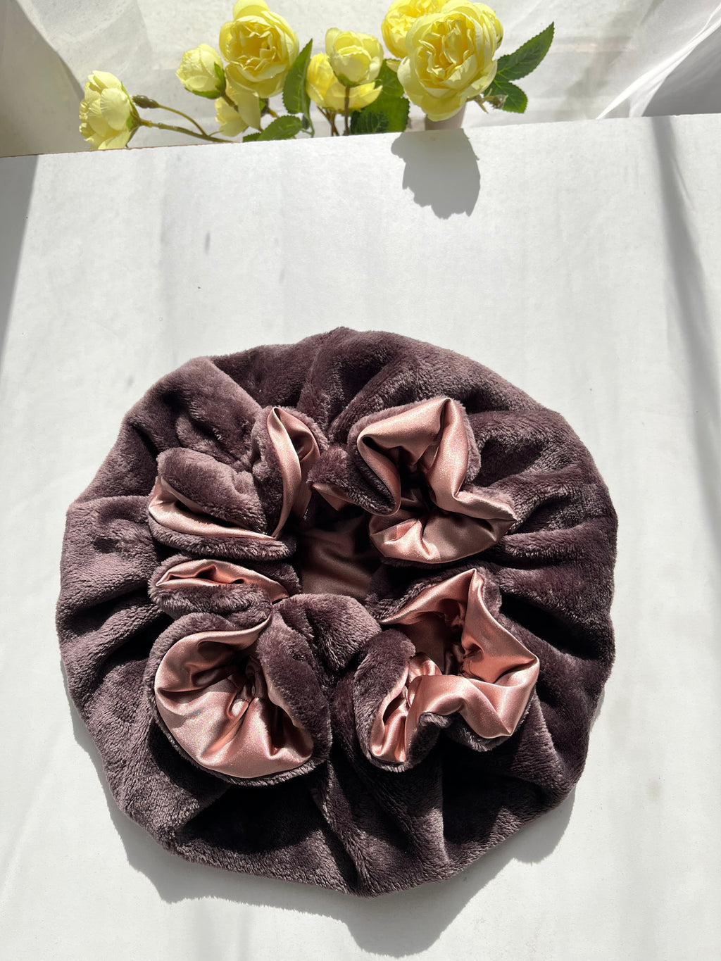 Satin lined,  Warm fleece hair Bonnets