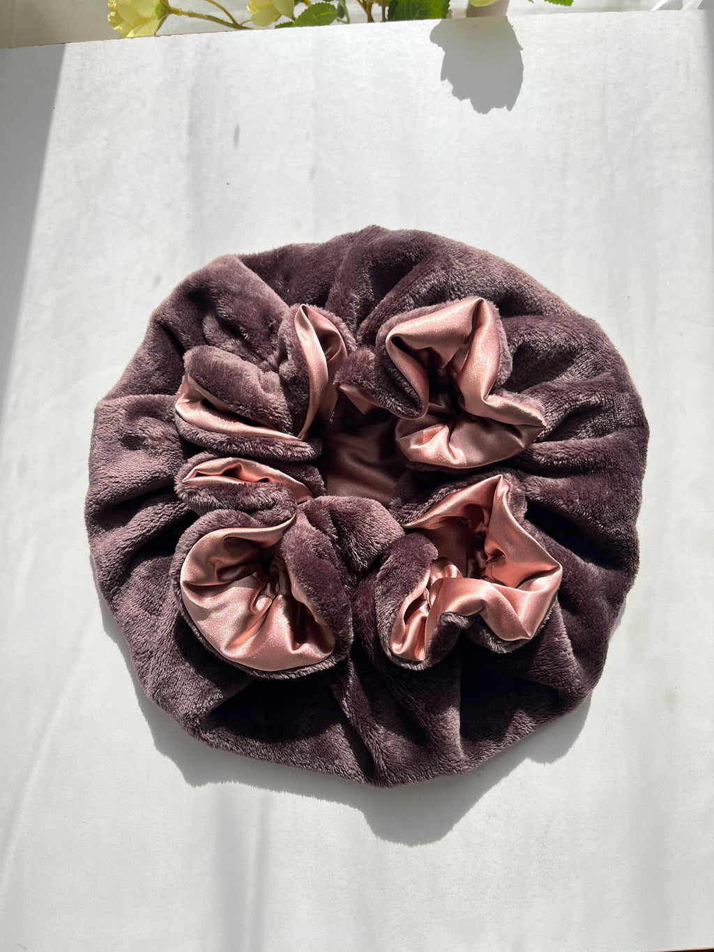 Satin lined,  Warm fleece hair Bonnets