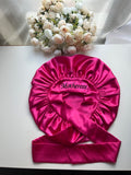 Dark pink, one color, double sided hair bonnet