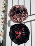 Ruffle sating hair bonnet